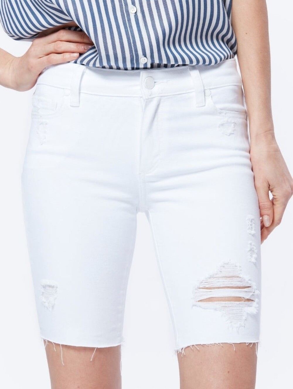 Paige Premium Denim Jax Cut Off Short Bright White Destructed Womens Size 27